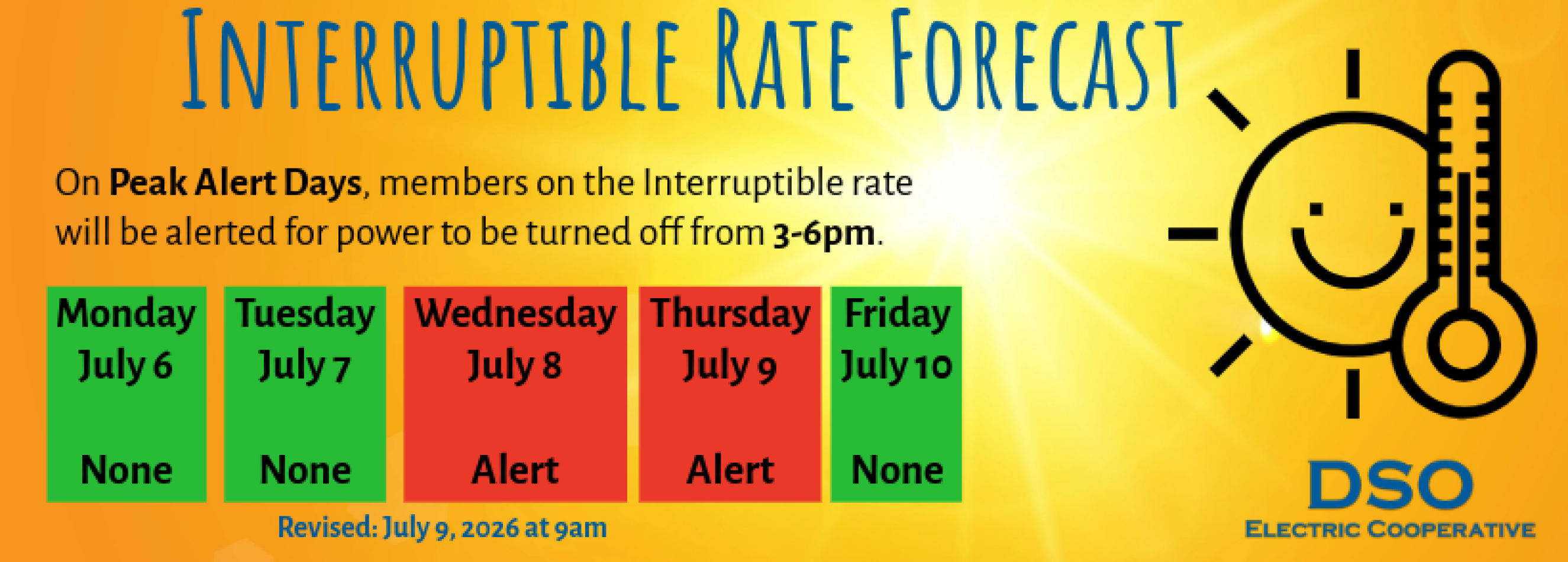 Interruptible rate forecast